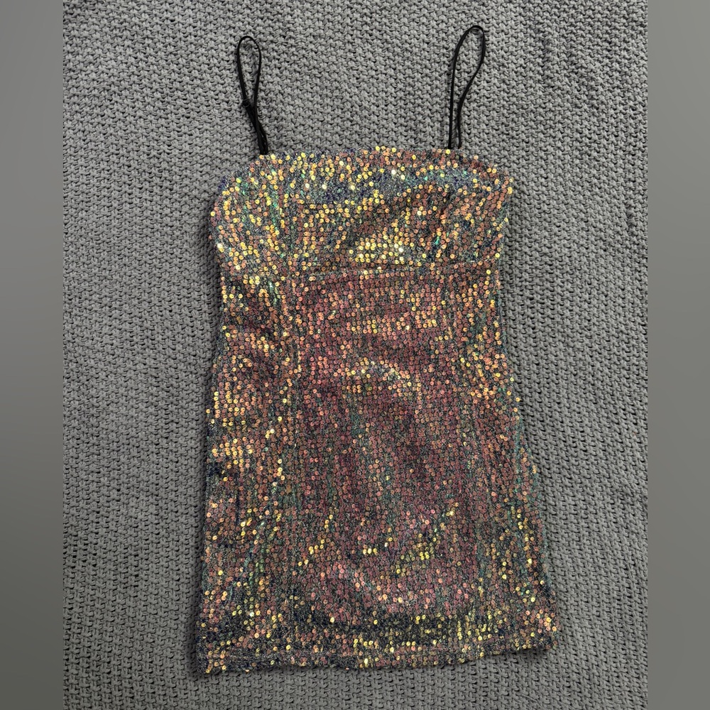 Urban Outfitters Gold Sequin Ruched Mini Dress